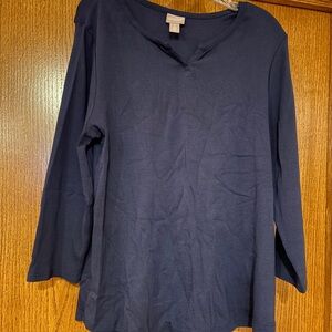 Chico's Navy 3/4 Length Sleeve Tee